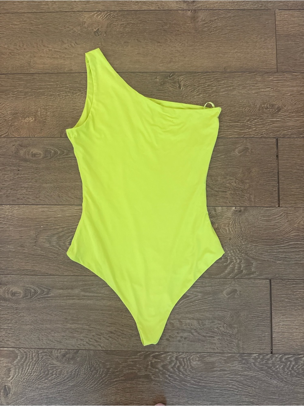 Runaway The Label Neon Yellow One-Shoulder One-Piece Bodysuit